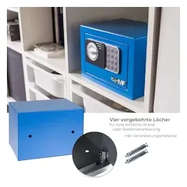 HMF Möbeltresor Elektronikschloss, 23 x 17 x 17 cm, Blau