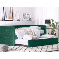 Tagesbett ausziehbar Samtstoff grün Lattenrost 90 x 200 cm GASSIN