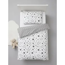 TupTam Kinder Gemusterte Bettdecken Set Ganzjahresdecke Bettdecke Kopfkissen Flachkissen 2tlg., Farbe: Graue Galaxie, Größe: 135x100 cm