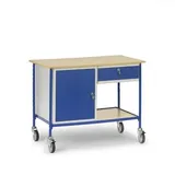 Rolltisch - mit 1 Stahlschrank und 1 ausziehbaren Schublade