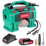 HYCHIKA Akku Luftkompressor 18V, uto Luftpumpe Max 11 bar mit 2.0 Wiederaufladbare Akku, Reifenpumpe mit LCD Display, LED Licht, automatische Abschaltung, Kompressor für Reifen, Bälle, Ballon