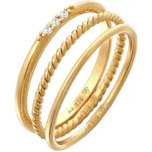 Elli Ring Damen Stacking Basic 3er Set mit Zirkonia Kristallen in 925 Sterling Silber