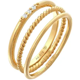 Elli Ring Damen Stacking Basic 3er Set mit Zirkonia Kristallen in 925 Sterling Silber