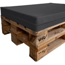 TexDeko Palettenkissen für Europalette 120x80x12cm Wasser-& Schmutzabweisend, abnehmbarer Bezug mit Reißverschluss, waschbar (Anthrazit)