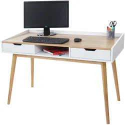 Schreibtisch HWC-A70, Computertisch B√orotisch, 120x55cm MDF Esche-Optik