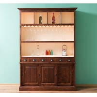 Massivholzmoebel-Becker Buffet »Großer Buffetschrank aus Massivholz mit Glashalterungen« braun