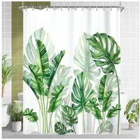 Lerores Duschvorhang 150 x 180 cm grün Blätter