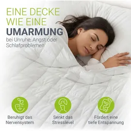 Juskys Gewichtsdecke 135x200 – Weiß, Anti-Stress-Decke mit Glasperlen, Baumwolle, 7 Schichten - 5 kg