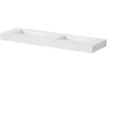 Steinberg Serie 444 Wand-Doppelwaschtisch, 1500x460x100mm, SOLIDSurface, 2 Hahnlöcher, ohne