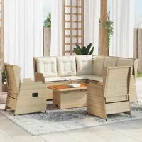 vidaXL 6-tlg. Garten-Lounge-Set mit Kissen Beige Poly Rattan - Beige