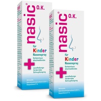 nasic für Kinder O.K. Nasenspray mit dem Wirkplus | Abschwellendes Schnupfenspray ohne Konservierungsstoffe für Kinder ab 2 Jahren | Mit Xylometazolin & Dexpanthenol | Sparset mit 2 x 10 ml