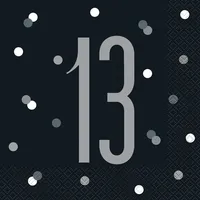 Unique 16 Servietten schwarz - Zahl 13