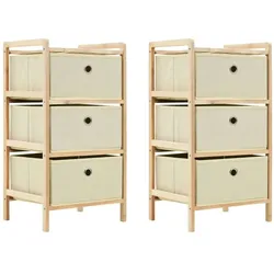 vidaXL Aufbewahrungsregale mit 3 Stoffkörben 2 Stk. Beige Zedernholz
