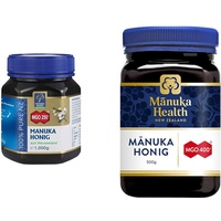 Manuka Health - Manuka Honig MGO 250 + 1Kg - 100% Pur aus Neuseeland mit zertifiziertem Methylglyoxal Gehalt & ig MGO 400+ 500g - 100% Pur aus Neuseeland mit zertifiziertem Methylglyoxal Gehalt