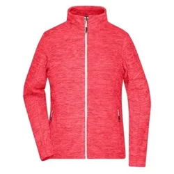 Damen Melange Fleecejacke JN769, Koralle-melange/weiß, Größe XL - Koralle-melange/weiß - XL