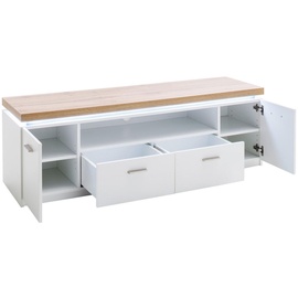 MCA Furniture TV-Lowboard CALI, Weiß, Eiche Dekor - B 156 cm - 2 Türen