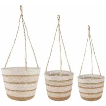 vidaXL Seegras Pflanzenkörbe 3 Komplettset 3 x 3 x 3 cm Beige/Weiß