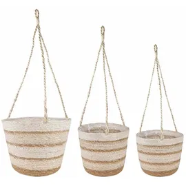 vidaXL Seegras Pflanzenkörbe 3 Komplettset 3 x 3 x 3 cm Beige/Weiß