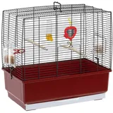 Ferplast Gabbia per Uccelli e canarini REKORD 3, Completa di accessori e mangiatoie girevoli, robusto metallo verniciato Bianco e fondo in plastica Rosso, 49 x 30 x h 48,5 cm