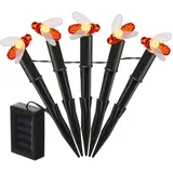 MARELIDA LED Solar Lichterkette Bienen Beetstecker Blumentopfdeko Garten Lichtsensor