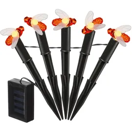 MARELIDA LED Solar Lichterkette Bienen Beetstecker Blumentopfdeko Garten Lichtsensor