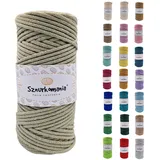 Sznurkomania, Baumwollkordel 3mm 100m, 46 Farben, Häkelkordel, Geflochten Baumwollkordel 3mm, Makramee Kordel, Makramee Garn, Premium Garn, Makramee Seil (Hell olive)