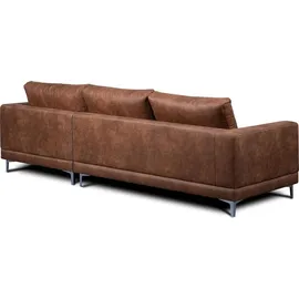 Konsimo Linke Ecksofa zeitloses Desig hohe Beine "HOLCO", Braun, Öko-Leder/Schaum, Elegant, 264x82x162 cm