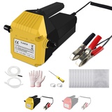 Nartov Ölabsaugpumpe 12V 80W Ölpumpe Elektrisch Ölabsaugpumpe Motoröl Dieselpumpe Kraftstoffpumpen Absaugpumpe öl Dieselpumpe Tragbare Ölpumpe für Auto Motorrad Boot LKW Wohnmobil (Rot) (Gelb)