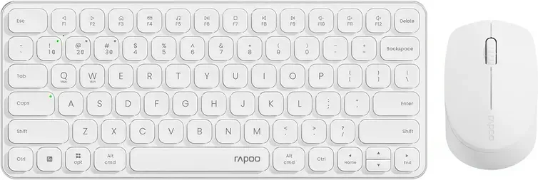 Rapoo 9010M Multi-Device Tastatur- und Maus-Kombination, 2,4 GHz/Bluetooth 5.0/4.0 Kabelloses Tastatur- und Maus-Set für Windows/Mac/Linux/Chrome, unterstützt 4 Geräte, flaches, leises Klicken, batteriebetrieben – Weiß