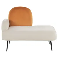 Chaiselongue Samtstoff weiß / orange linksseitig ARCEY