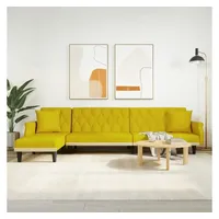 vidaXL Schlafsofa in L-Form Gelb 271x140x70 cm Samt