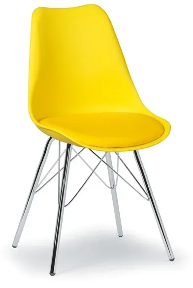Konferenz-/Esszimmerstuhl aus Kunststoff mit Ledersitz CHRISTINE, gelb