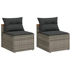 vidaXL Gartensofa ohne Armlehnen 57 x 61 x 25 cm grau 2 St.