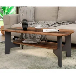 Großer Couchtisch modern in Holz Antik Optik Dunkelgrau