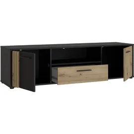 Forte Cardigan TV-Schrank 160 Lowboard 162,6 cm Schwarz/Artisan Eiche Holzwerkstoff