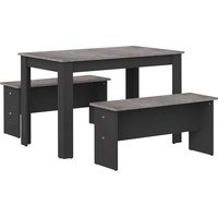 TemaHome Esstisch »Nice«, (3 St.), 3 tlg Set, bestehend aus einem Esstisch mit zwei Sitzbänken, schwarz