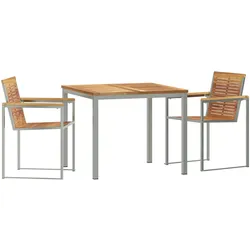 vidaXL 3-teiliges Garten Essset aus massivem Teakholz