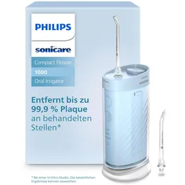 Philips Sonicare Compact Flosser 1000, tragbare Munddusche, 3 Reinigungsprogrammen, IPX7 wasserdicht, reisefreundlich, Blau, Modell HX3333/24