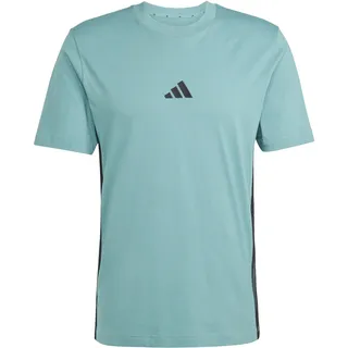Adidas Herren Essential Three Stripes Single Jersey Tee, Powder Teal/Black, L