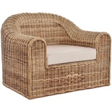 Krines Home Relaxsessel Rattansessel Breiter Wohnzimmer Sessel aus echtem Rattan Thronsessel, Bequem braun