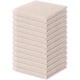 Homaxy Küchentücher, 100 % Baumwolle, Waffelmuster, ultraweich, saugfähig, schnell trocknend, 30,5 x 30,5 cm, 12 Stück, Beige