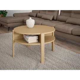 Forte Beistelltisch Tobago, runder Couchtisch mit 4 Ablagefächern, B/H/T 74,4/45,5/74,4 cm, Durchmesser ca. 74,5 cm gelb