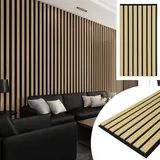 Art3d Eiche 3D-Akustikpaneele - Set aus 4 (120x60cm) | Schallabsorbierende Wandpaneele zur Geräuschreduzierung und Echo-Kontrolle | Holzlamellen-Design mit Filzrückseite für Büro, Studio, Wohnzimmer