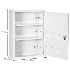 kleankin Medizinschrank mit 3 Schichten, Arzneischrank Weiß