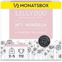 LILLYDOO Windeln Größe 1 (2-5 kg), Halbmonatsbox (112 Windeln) (FSC-Mix)