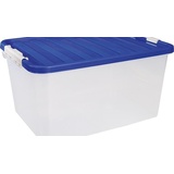 Heidrun Europlastic Clipbox mit Deckel, 38L, weiß/blau