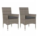 vidaXL Gartenstühle mit Kissen 2 Stk. Grau Poly Rattan