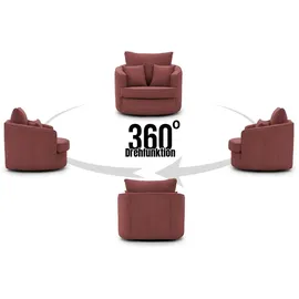 S-Style Drehsessel Ted Cord 107 x 94 x 0 cm Rot mit Kissen