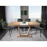 Design Esstisch GS-777 Eiche Artisan - Weiß matt ausziehbar 120-160cm - Naturbelassen