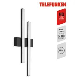 Telefunken Außenwandleuchte 2-flammig Kunststoff, Metall 47 x 15,5 x 4,2 cm inkl. IP44 spritzwassergeschützt schwarz